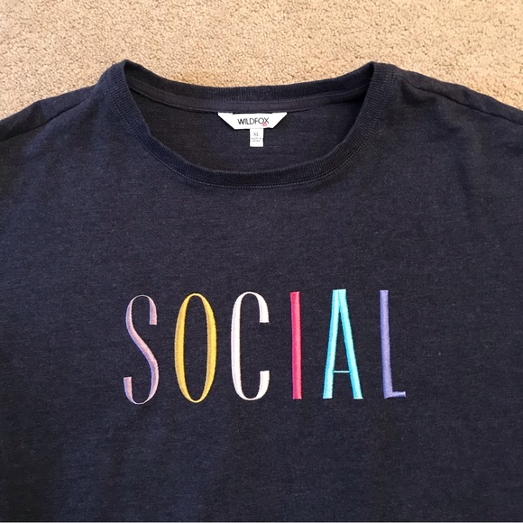 Wild Fox Social Statement Sweatshirt Womens Size XL Dark Blue Crewneck - Picture 5 of 10